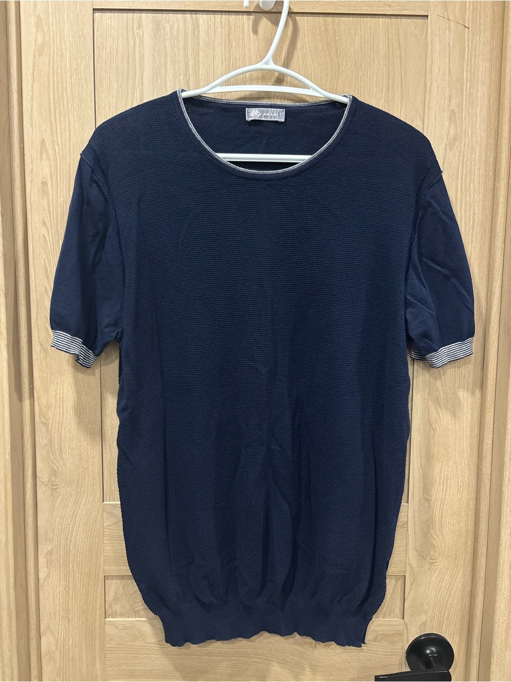 Fradi Knit Sweater T Shirt Size L Cotton Navy Preppy Nautical Coastal